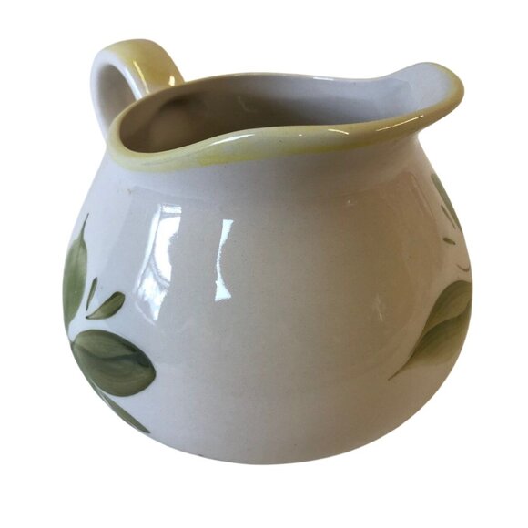 Secla Pottery Pitcher Hand Painted Portugal Ceramic Flowers Squat Wide Mouth - Picture 3 of 10